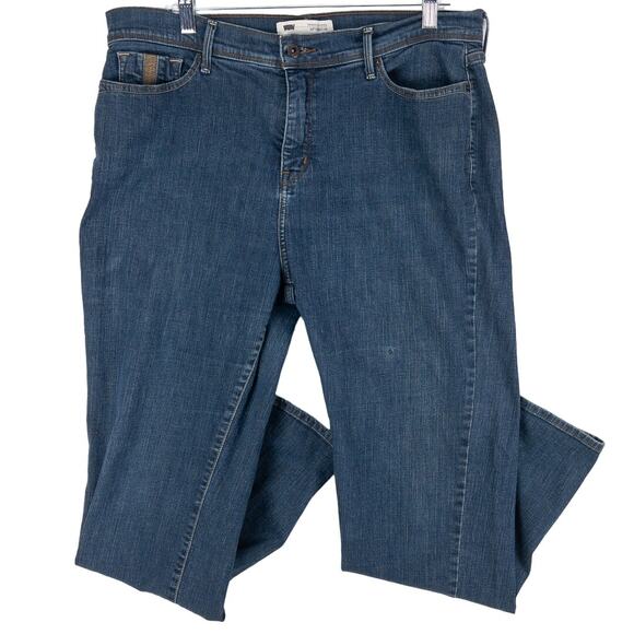 Levi's 512 Perfectly Slimming Jeans Woman's 33x32 Embroidered Straight Leg Blue - Picture 1 of 15